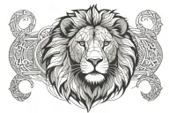 half geometric lion face half geometric lamb face  tattoo design idea