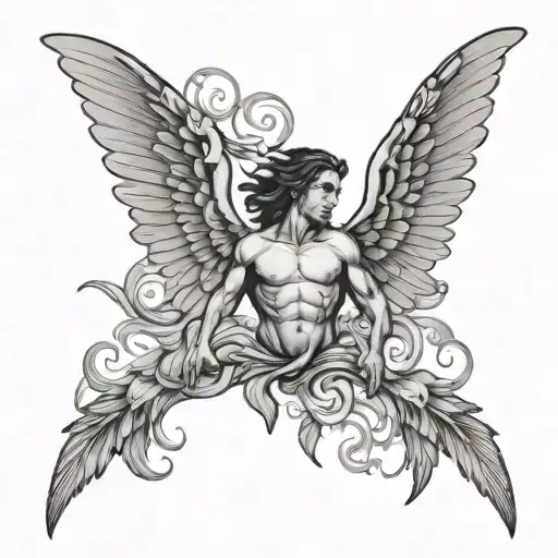 Incubus wings spread front tattoo design idea