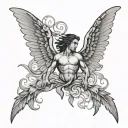 Incubus wings spread front tattoo design idea
