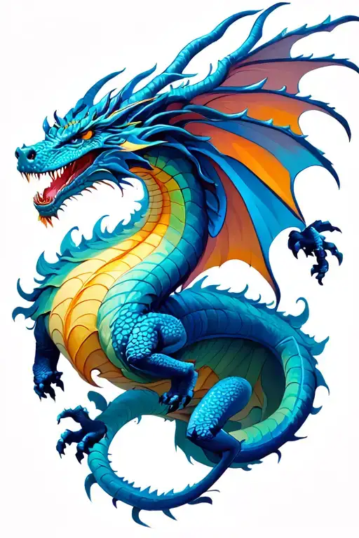 cosmic dragon flying tattoo design idea