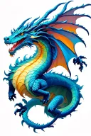 cosmic dragon flying tattoo design idea