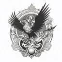 black and white Phoenix with consciousness elements behind it tattoo design idea