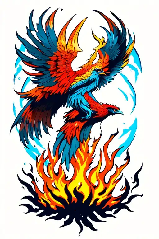 phoenix rising from the ashes tattoo design idea