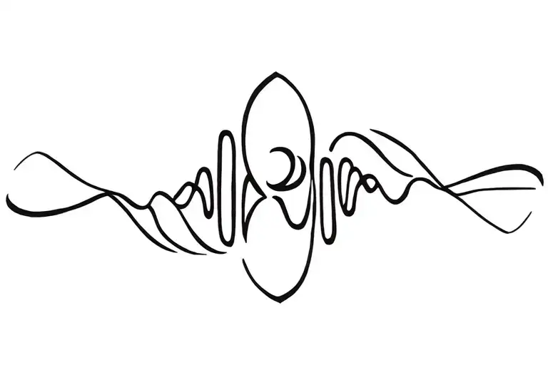 ohm mane padme hum, sound waves emanating tattoo design idea