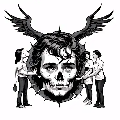 broken family rebuild tattoo design idea