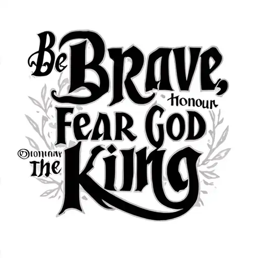 Be Brave, Fear God, Honour the King written tattoo design idea