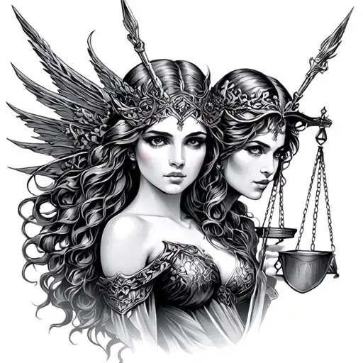Goddesses of Justice tattoo design idea