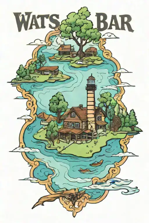 watts bar lake map tattoo design idea