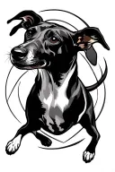 greyhound jumping backwards to catch tattoo design idea