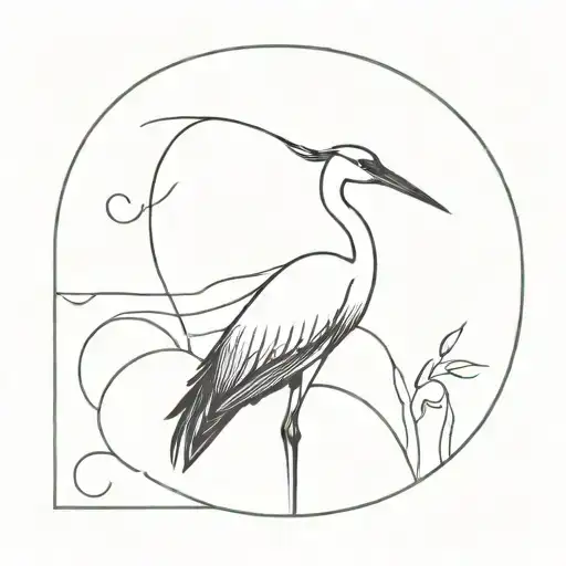 crane bird tattoo design idea