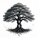 tree with dna-strand branch symbolizing life tattoo design idea