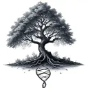 tree with dna-strand branch symbolizing life tattoo design idea