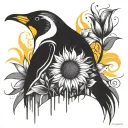 sunflower penguin tattoo design idea