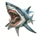 shark biting a skull tattoo design idea