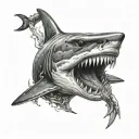 shark biting a skull tattoo design idea