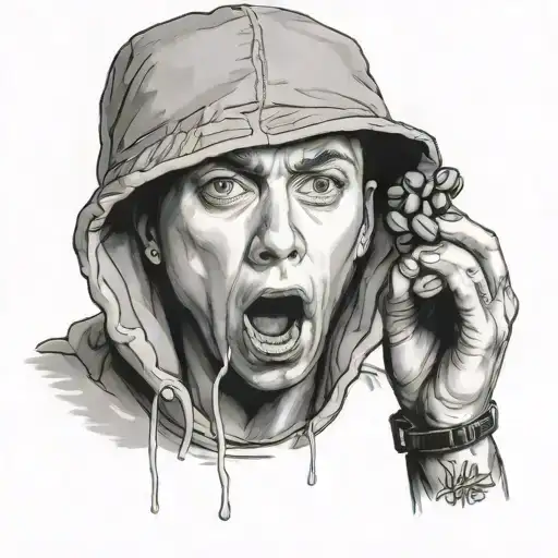 Eminem eating M&M chocolates tattoo design idea