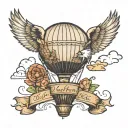 hot air balloon with an eagle minimalist  tattoo design idea