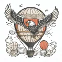 hot air balloon with an eagle minimalist  tattoo design idea