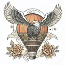 hot air balloon with an eagle minimalist  tattoo design idea