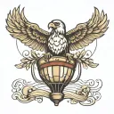 hot air balloon with an eagle minimalist  tattoo design idea