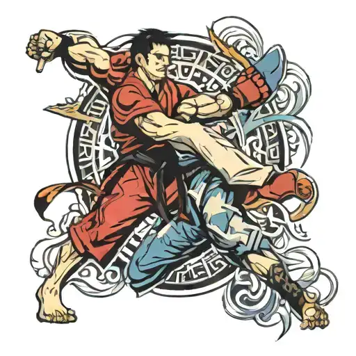 taekwondo and Brazilian jiu jitsu tattoo design idea