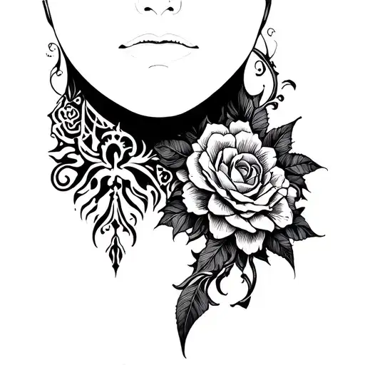 Gothic blackwork neck tattoo tattoo design idea