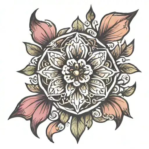 Flaming Plum Blossom Surrounded by Laurel Wreath tattoo design idea