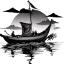 Vietnamese boat tattoo design idea