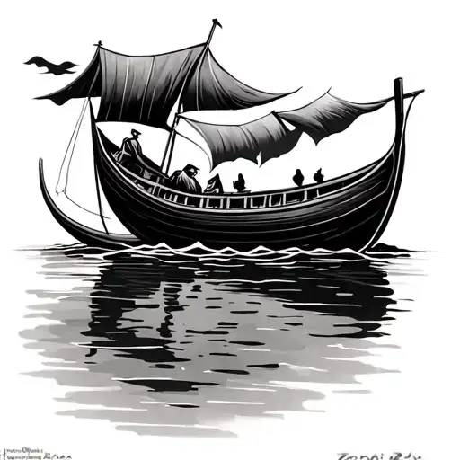 Vietnamese boat tattoo design idea