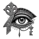 ankh key Horus eye and scarabee tattoo design idea