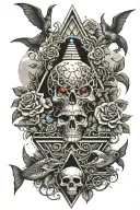 eyeball pyramid dragon roses skull tattoo design inspired tattoo with a big tree waterfall moon whale nasty bird snakes  tattoo design idea