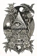 eyeball pyramid dragon roses skull tattoo design inspired tattoo with a big tree waterfall moon whale nasty bird snakes  tattoo design idea