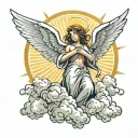 angel, clouds, sun rays shining tattoo design idea