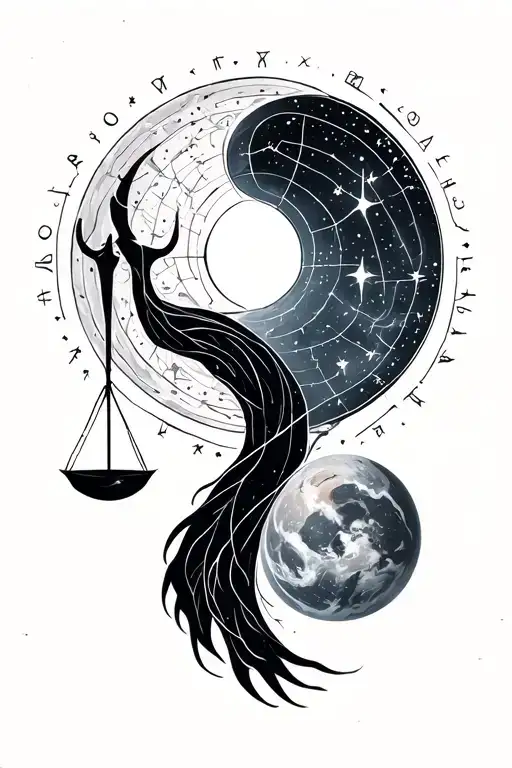 Libra Sagittarius constellation tattoo design idea