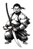 sumo fighting samurai sword tattoo design idea
