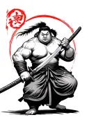 sumo fighting samurai sword tattoo design idea