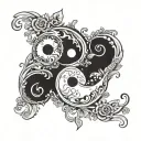 A yin yang symbol featuring two contrasting elements that represent your opposites, intertwined with a floral motif tattoo design idea