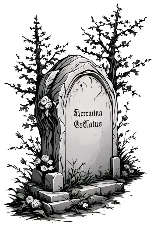 headstone tattoo design idea