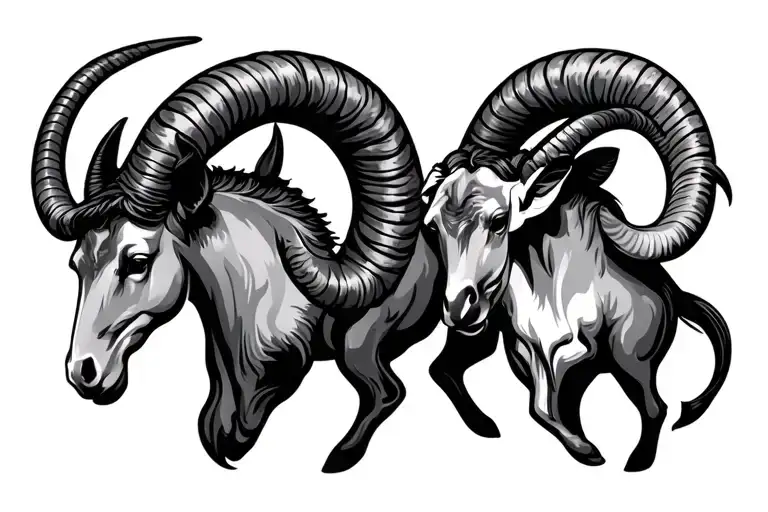 Capricorn and aries zodiac sign tattoo design idea