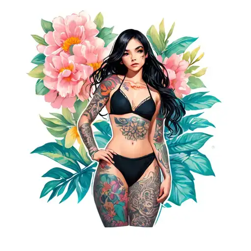 # 13, swimsuit girl wearing tattoo design idea