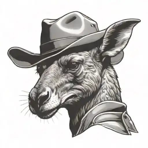 muscular kangaroo wearing a drill sargeant hatt tattoo design idea