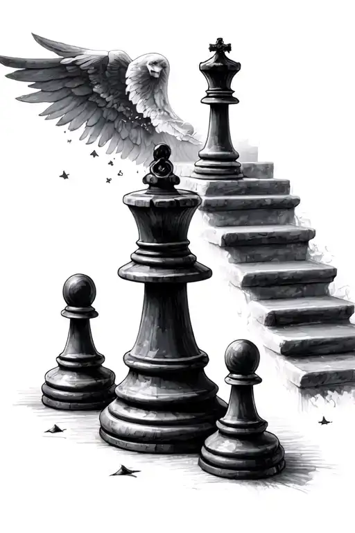 chess and stair way to heaven tattoo design idea