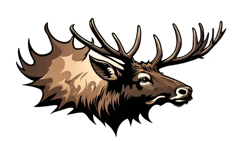 elk head black tattoo design idea