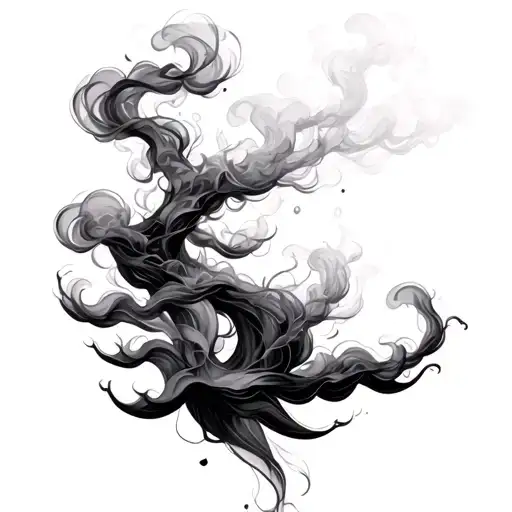 Japanese style smoke rising tattoo design idea