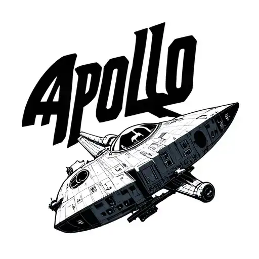"Apollo" Apollo mission spaceship flying tattoo design idea