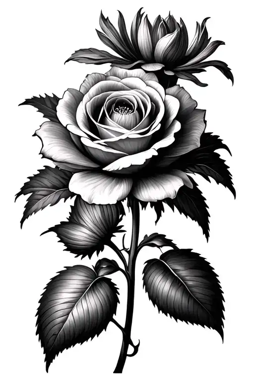 chrysanthemum rose iris lily aster carnation  tattoo design idea