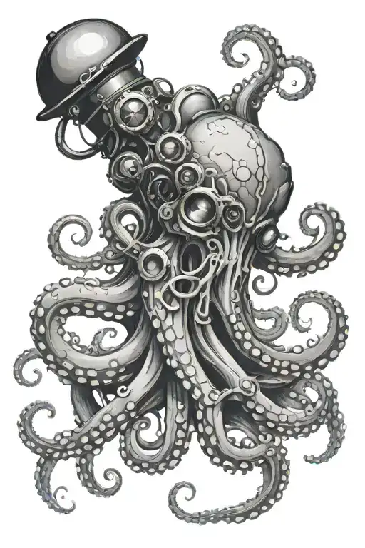 steampunk octopus tentacles tattoo design idea