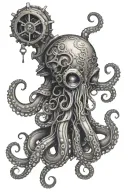 steampunk octopus tentacles tattoo design idea