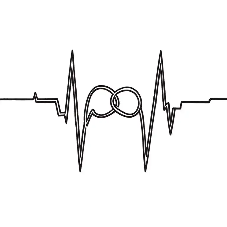 heartbeat line with knot symbol intertwined tattoo design idea