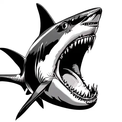 mako shark mouth open tattoo design idea
